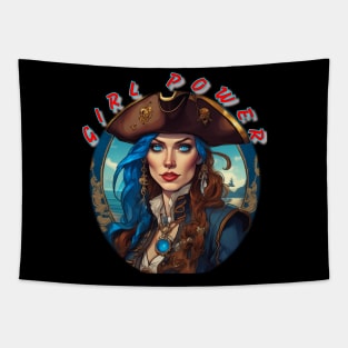 Girl power, stunning blue eyed pirate wench Tapestry