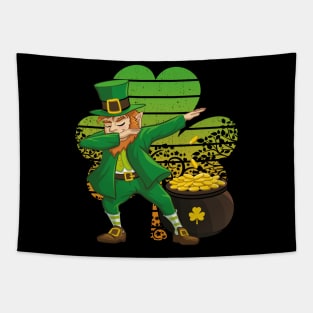 Dabbing Leprechaun St. Patricks Day Vintage Retro Clover Shamrock Tapestry