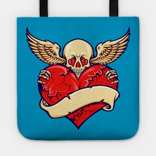 Winged Heart Skull Tote