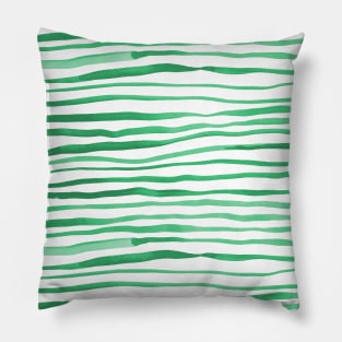 Irregular watercolor lines - green Pillow