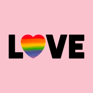 Love Word Art with Rainbow Heart for Pride T-Shirt