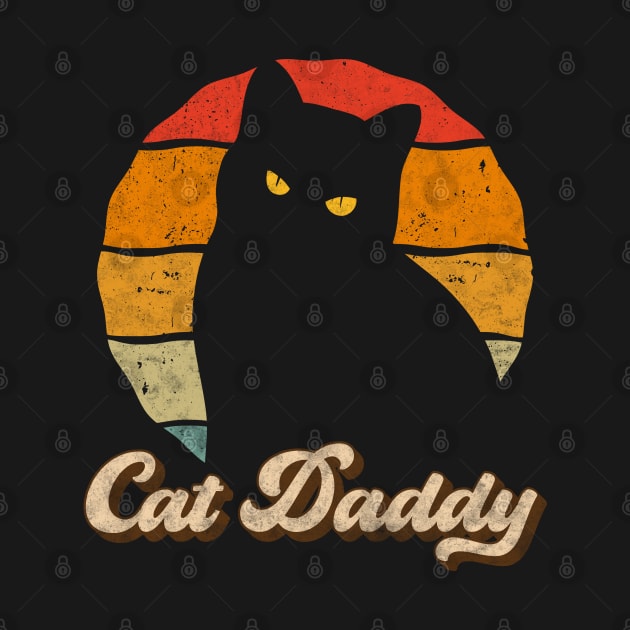 Cat Daddy Vintage Style Cats Dad Father Retro Distressed Men by Rebrand