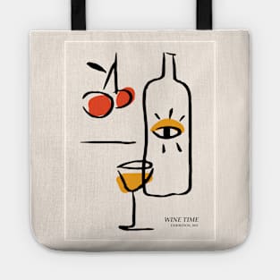 Wine time, Cocktail, Abstract fun art, Retro print, Exhibition poster, Mid century modern, Gallery art, Minimalist Tote