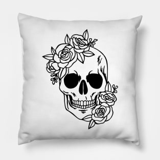 Skull with Roses Pillow