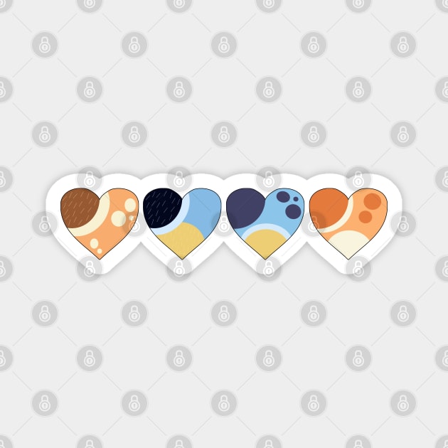 Heeler Family Love Hearts | Bluey-Inspired Color Palette Hearts Magnet by DylanFredette