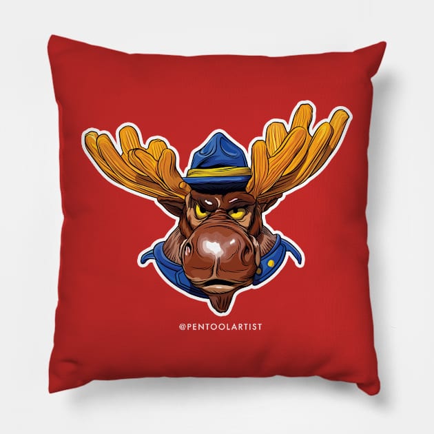 Call In the Mounties! Pillow by pentoolarts