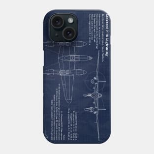 P38 Lightning Blueprint Phone Case