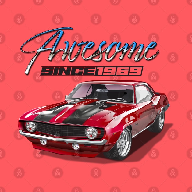 Awesome Since 1969 Red Chevy Camaro Muscle Car by TheStuffInBetween