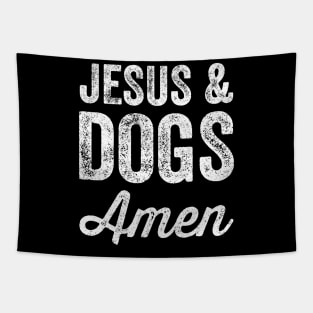 Jesus and dogs Amen Tapestry