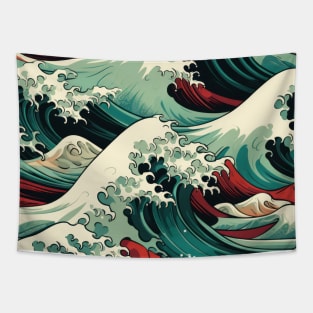 Ephemeral Crests: Hokusai Waves Reimagined Tapestry