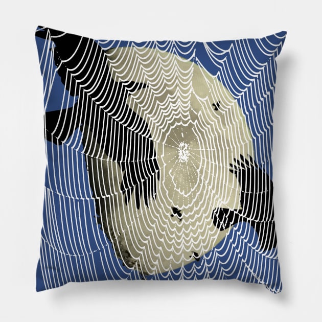 Halloween Moon Crows And Cobweb Pillow by taiche