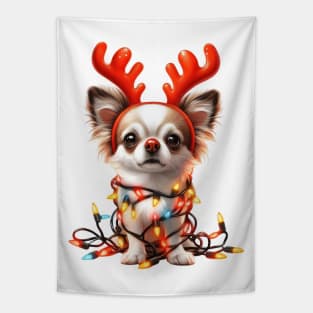Christmas Red Nose Chihuahua Dog Tapestry