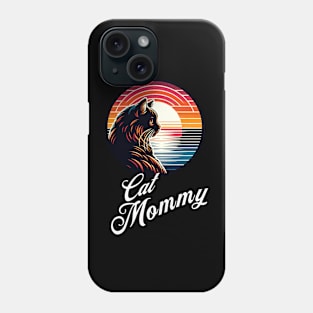 Retro Vintage Cat Mommy Sunset | Feline Lover Kitty fans light Phone Case