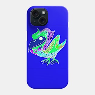 seagull pelican ecopop in blue floral pattern Phone Case