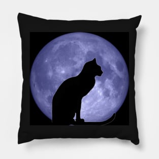 Black Cat Blue moon Pillow