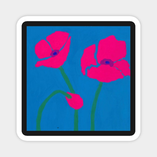 Pink Poppies Painting Magnet by aureliaazreal