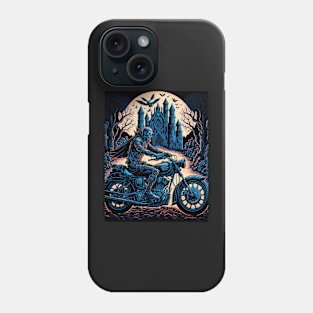 Skeleton Riding Motorbike - Yellow Moon Phone Case