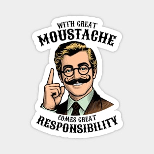 With Great Moustache Comes Great Responsibility Magnet