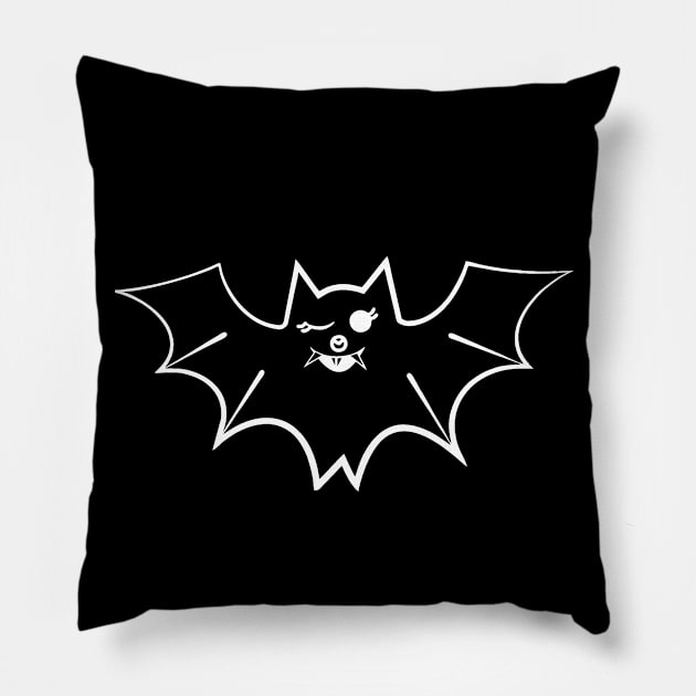 Bat (white contour) Pillow by aceofspace