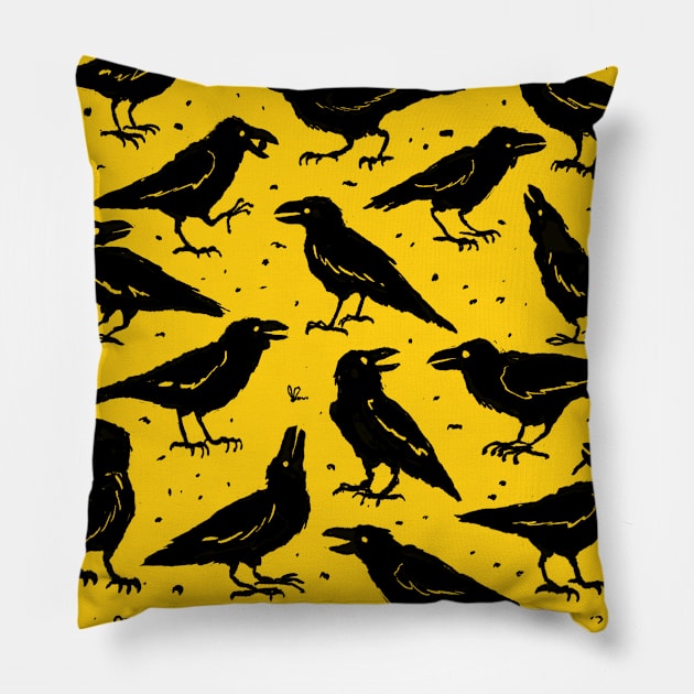 Corvid-19 (coronavirus crows) Pillow by LAB Ideas