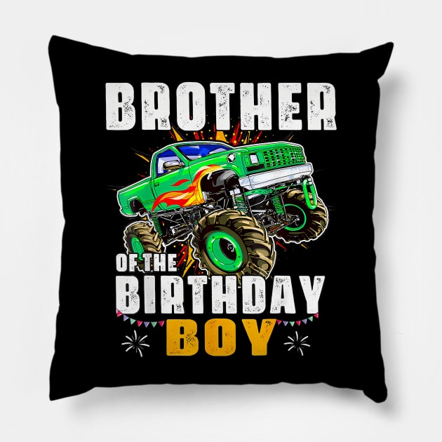 Monster Truck Family Matching Brother Of The Birthday Boy Pillow by MaciGalloway3