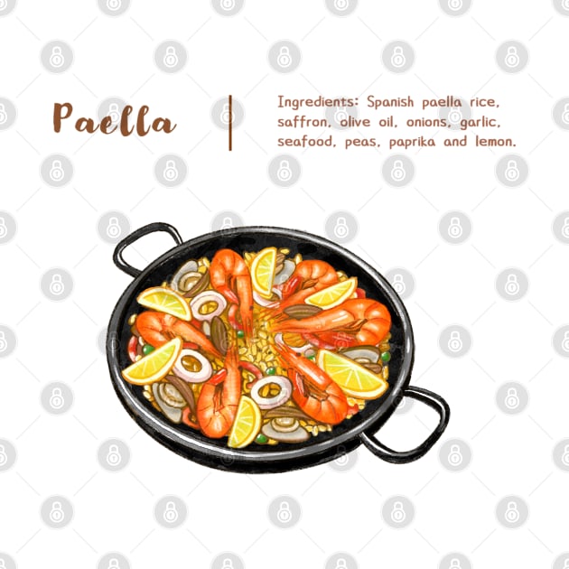 Spanish Food❤️Paella by Rose Chiu Food Illustration