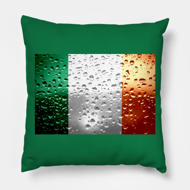 Flag of Ireland - Raindrops Pillow by DrPen