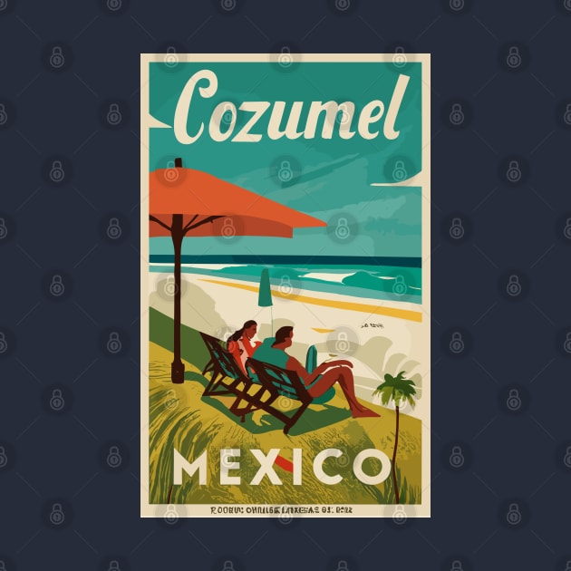 A Vintage Travel Art of Cozumel - Mexico by goodoldvintage