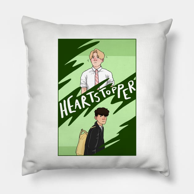 Nick and Charlie - heartstopper comic redraw Pillow by daddymactinus