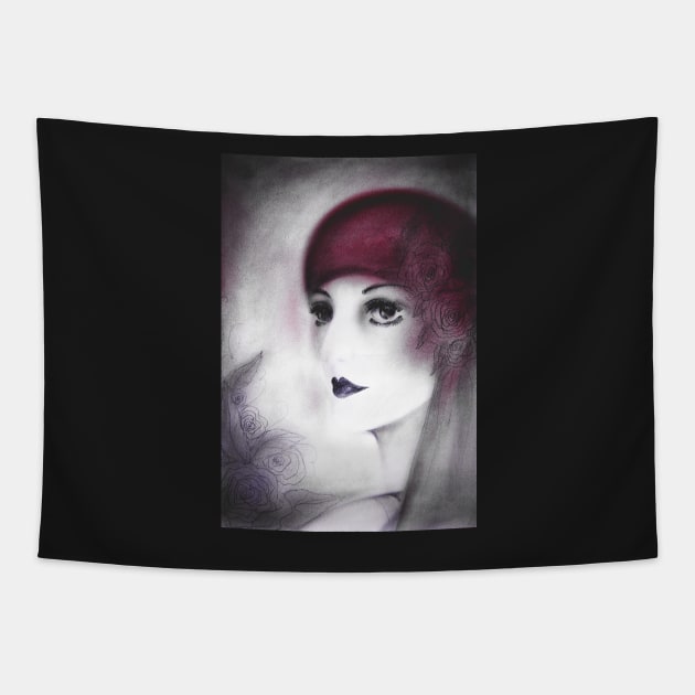 ART DECO FLAPPER, 1920S LADY MUTED SHADES Tapestry by jacquline8689