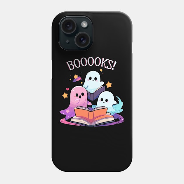 Halloween Teacher T-Shirt, Cute Ghost Book TShirt, Booooks Librarian Shirt, Bookworm Gift, Halloween Party Crewneck Phone Case by Indigo Lake