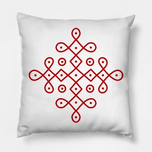 Dot Kolam, Red transparent Kolam, Muggu, rangoli Pillow