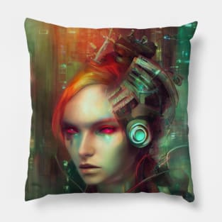 Red Cyberpunk Girl Pillow