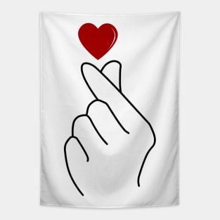 Saranghae Finger Heart Tapestry