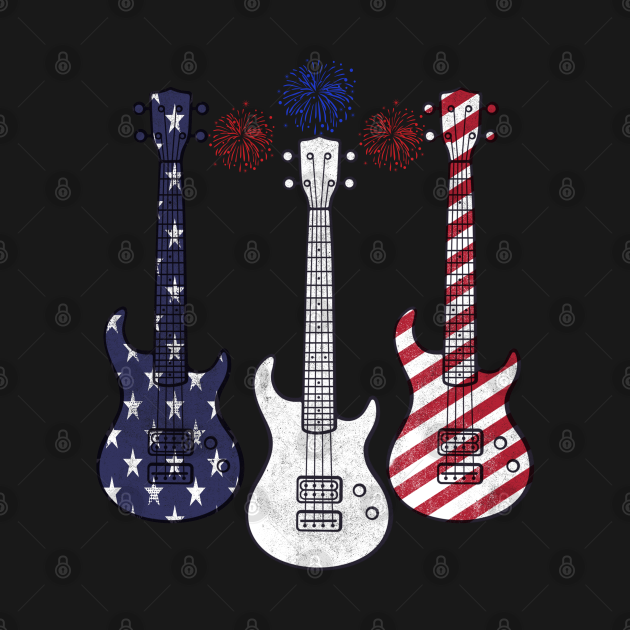 Guitar USA Flag American 4th Of July Patriodic Gift Vintage 4th Of