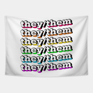 They/Them Pronouns --- Retro Style Design Tapestry