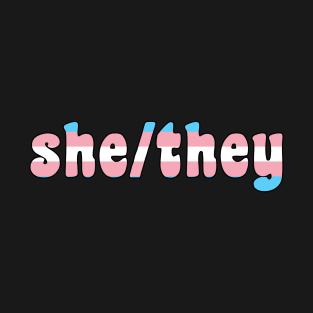 She/They Pronouns With Trans Flag T-Shirt