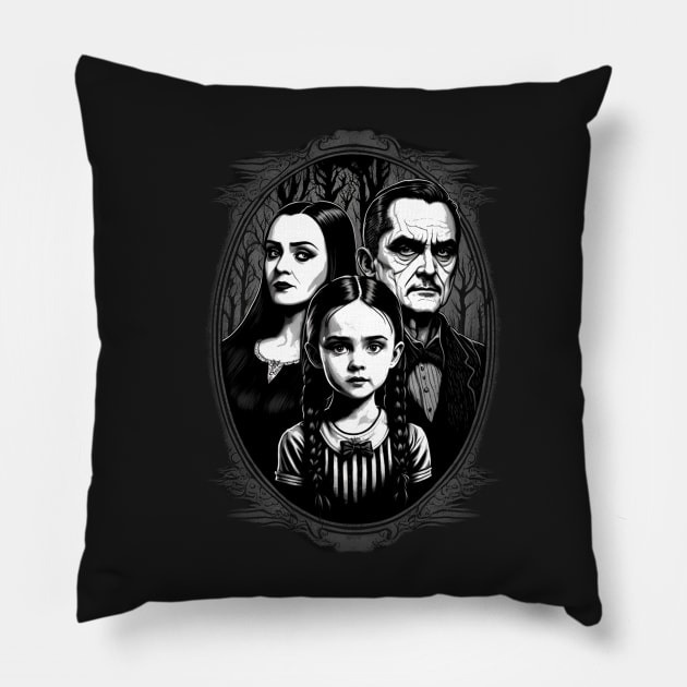 ADDAMS Family, Wednesday-inspired design, Pillow by Buff Geeks Art