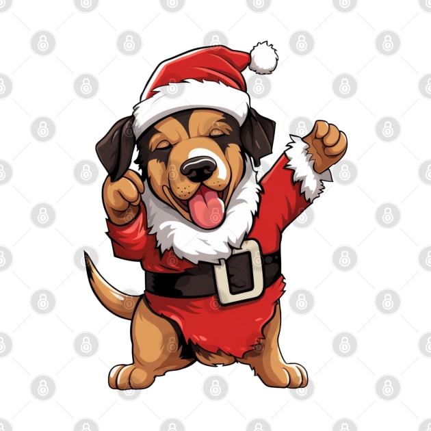 Cartoon Christmas Bernese Dog Dancing by Chromatic Fusion Studio