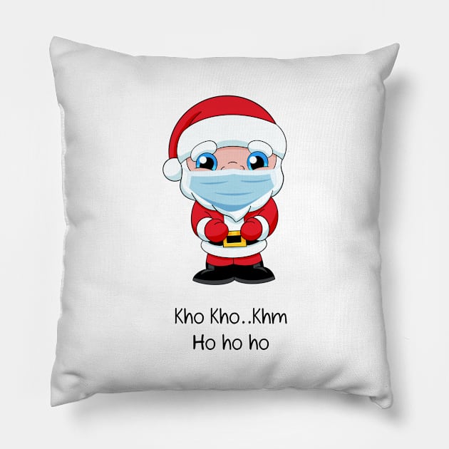 Ho ho ho, quarantined Santa Claus face mask for kids, funny quarantine Christmas masks for kids, quarantined Christmas 2020 Pillow by PrimeStore