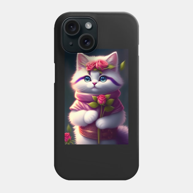 Adorable Cat Illustration- Modern Digital Art Phone Case by Ai-michiart