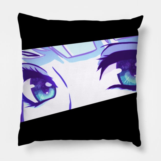 Anime Eyes (blue) Pillow by Leo