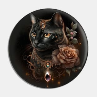 Gothic Cat Divine Black beauty Pin