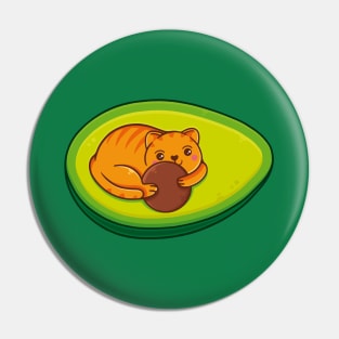 Avocado Cat Kawaii Art Pin