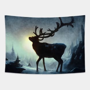 Winter Reindeer - Fantasy - Christmas snow scene Tapestry