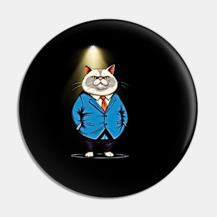 Fat Cat Smoking Cigarette Pin