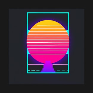 Outrun retro sunset in a frame T-Shirt