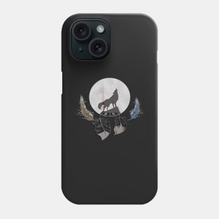 Cool Wolf Howling at Moon Graphic Design Feather Southwestern Dream Catcher Phone Case