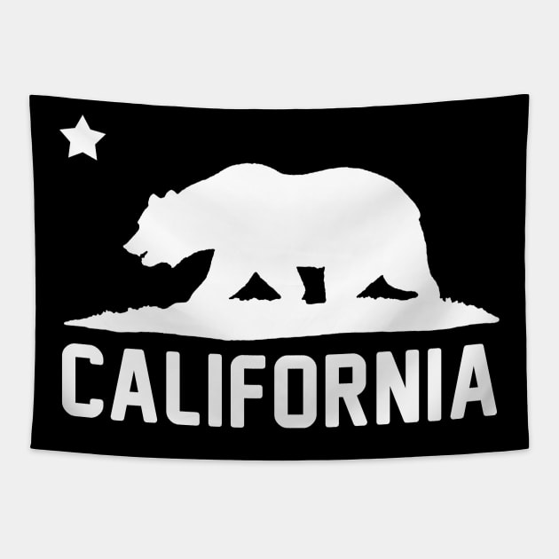 California Bear White Cali Souvenir State Map Republic CA Tapestry by maelotti22925