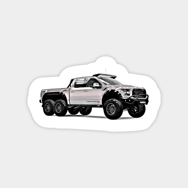 VelociRaptor Truck Cartoon Magnet by Auto-Prints